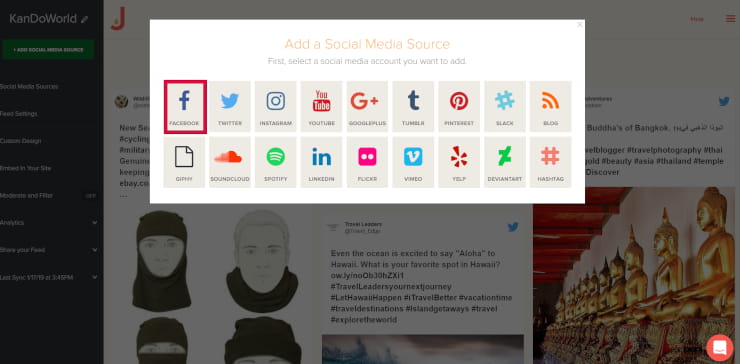Add social media source to social feed embed