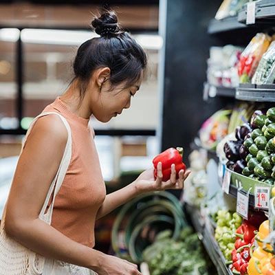 Woman shopping for groceries.