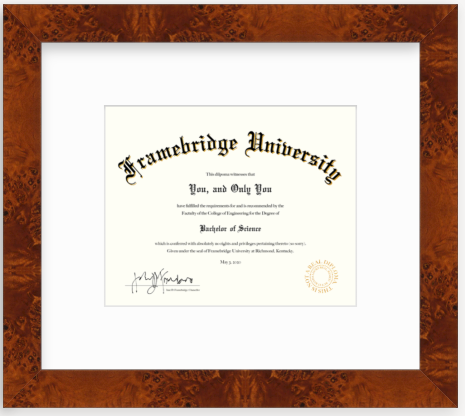 diploma in jambi burlwood frame