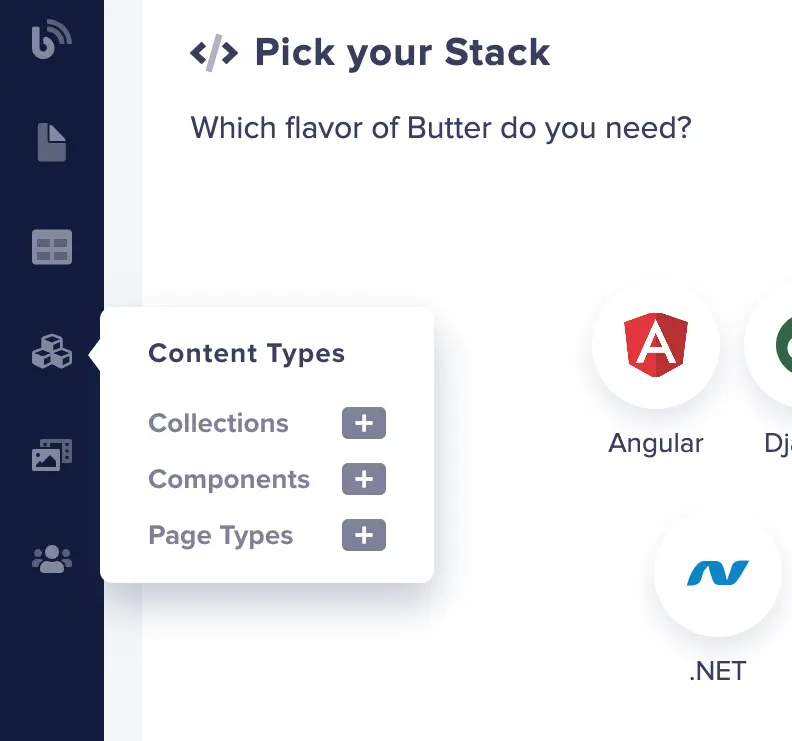 Content Types menu tab in ButterCMS