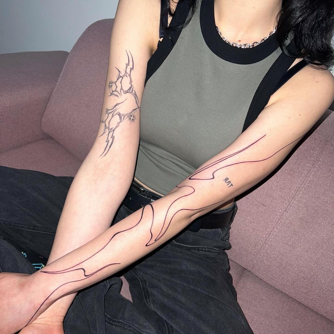 girl abstract sleeve tattoo by tattoo artist nakkab