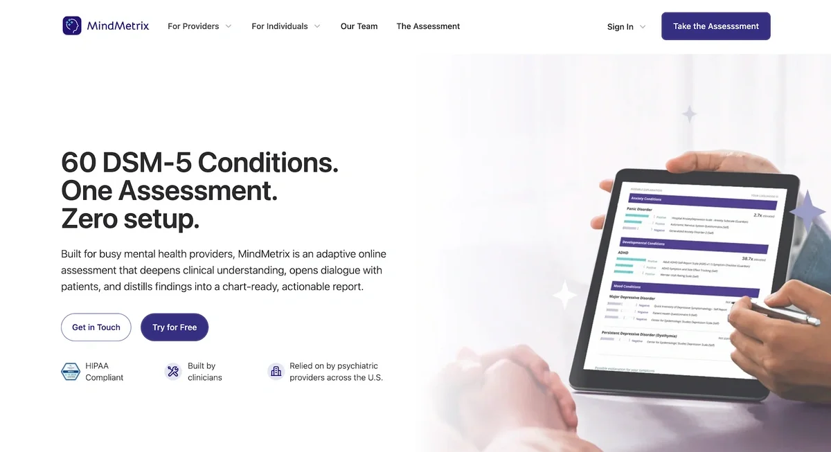 MindMetrix mental health assessment software