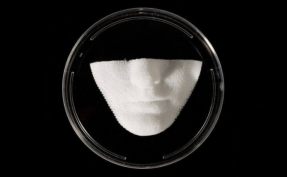 3D printed sculpture of a human face