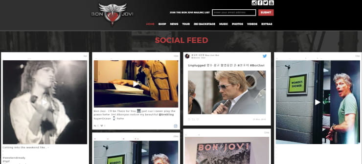 Bon Jovi social media feed