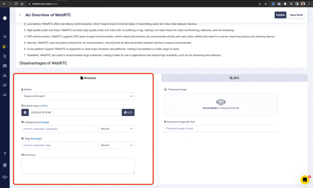 Built-in metadata fields