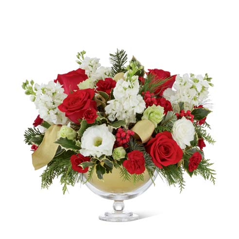 Christmas flowers gift delivery red roses and white gladiolus bouquet