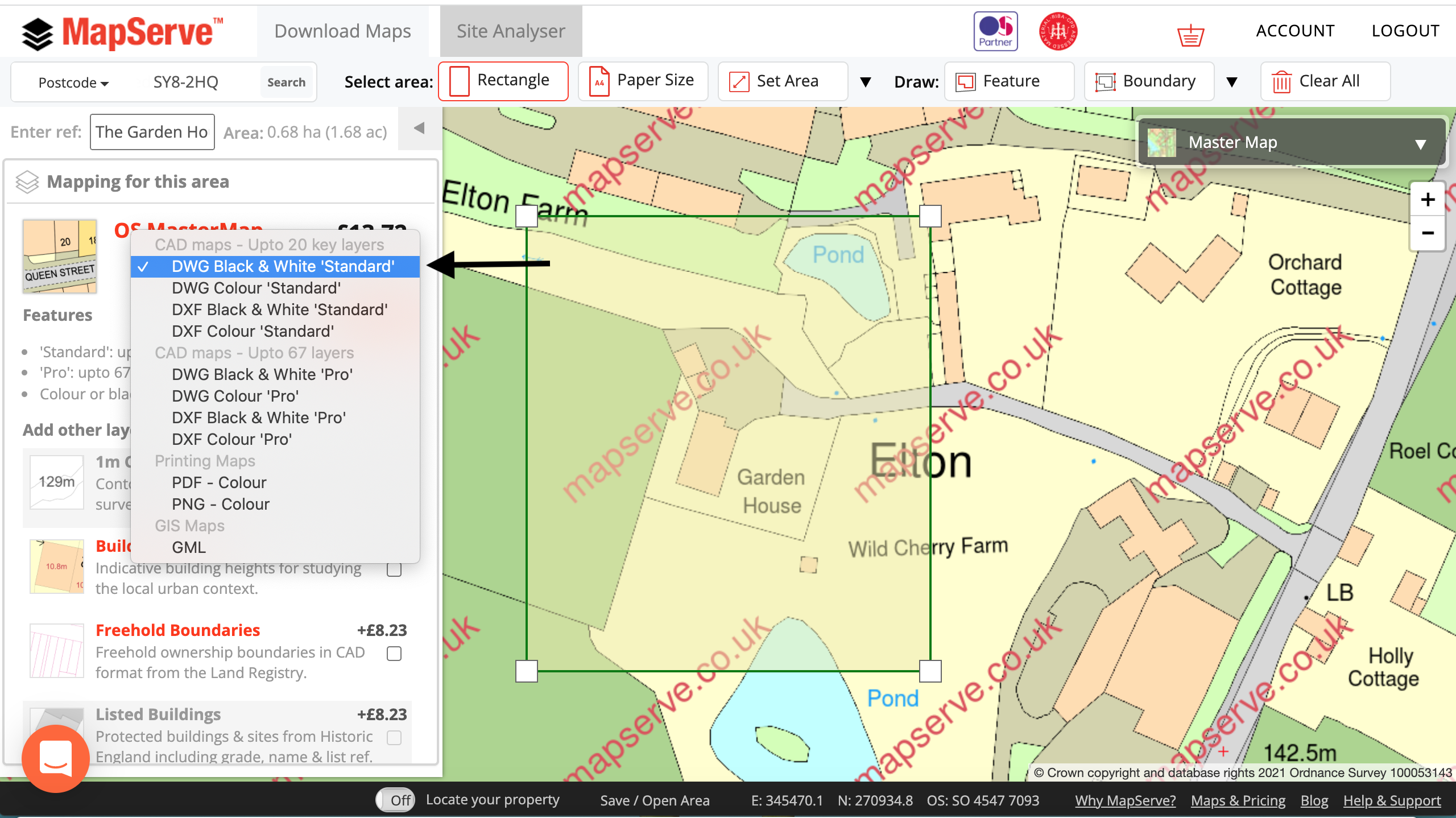 MapServe Select Format Page