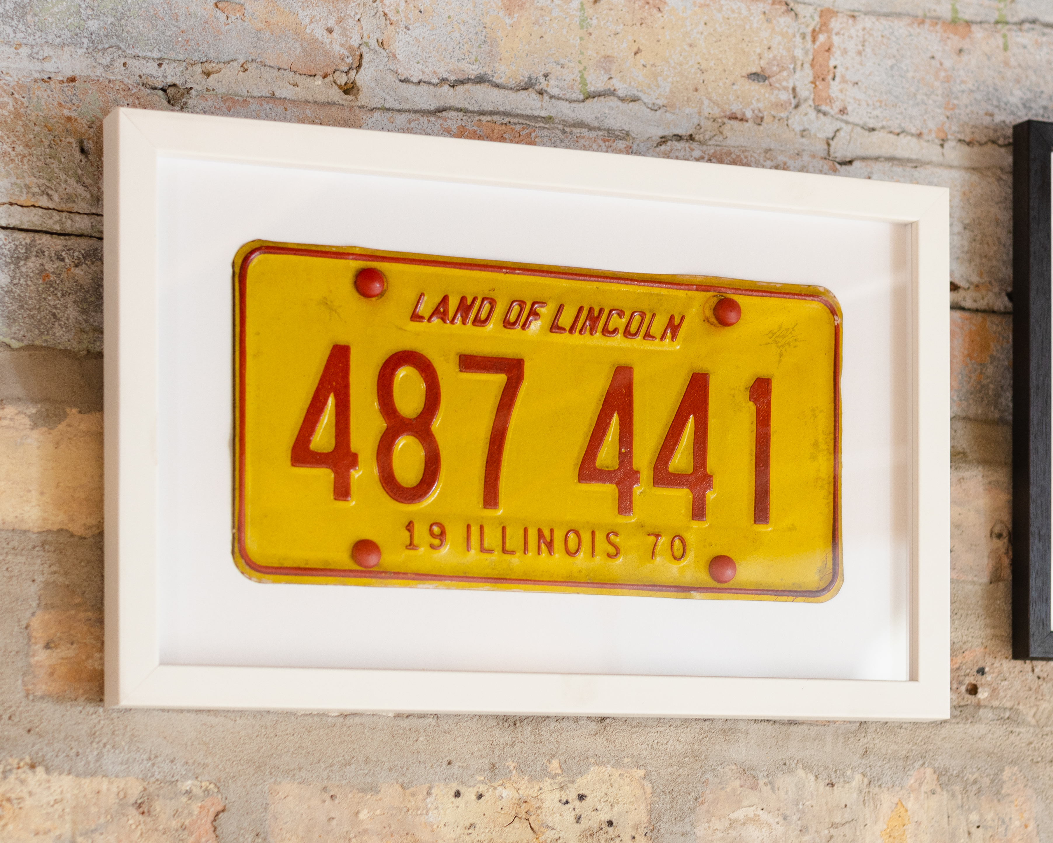 framed Illinois license plate