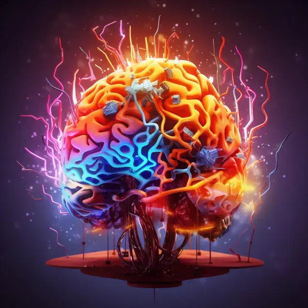 Subject: Brain Rewiring Process Medium: Digital illustration Environment: Abstract background Lighting: Soft and vibrant Color: Colorful and bright Mood: Transformation and progress