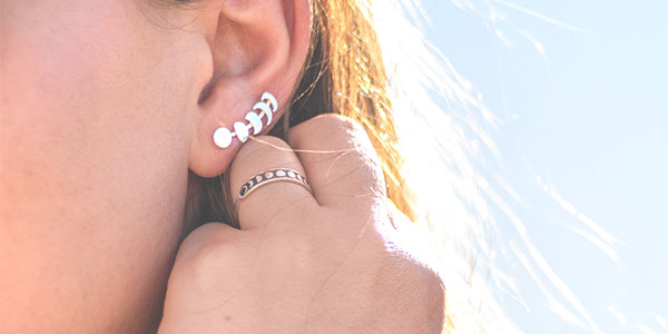 Sterling silver moon phases ear climber