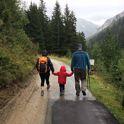 Family hiking.