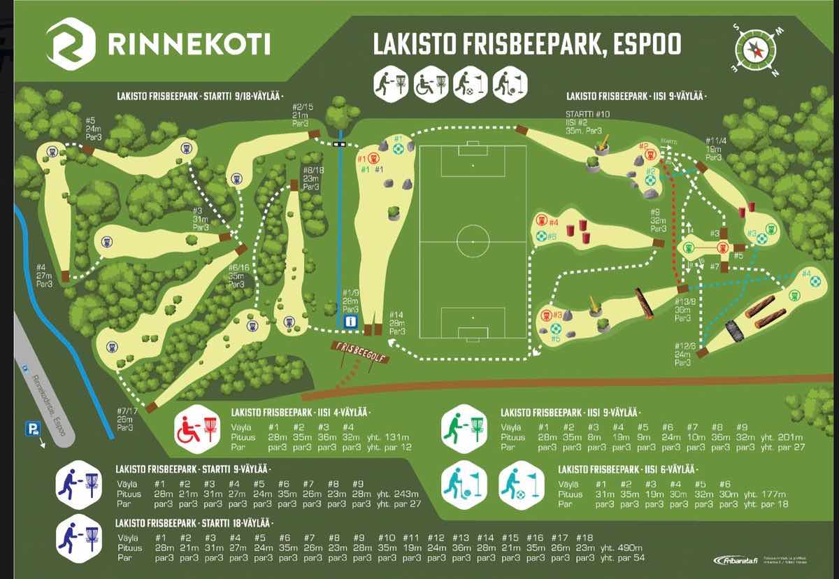 A map of a course where disc golf, foot golf, and hockey golf are possible
