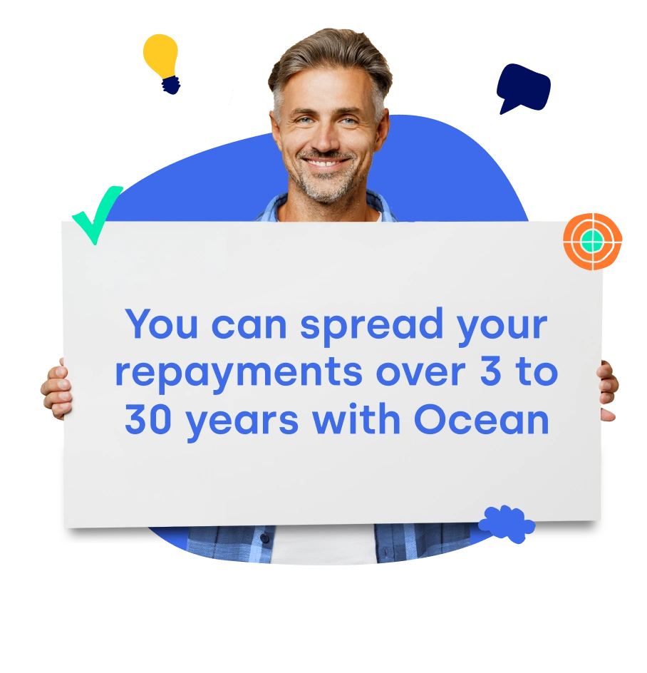 You can spread your repayments over 3 to 25 years with Ocean