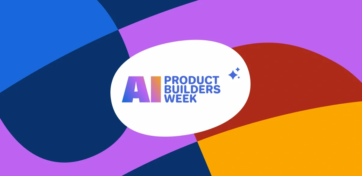 AI Product Builders Week logo on colorful abstract background.