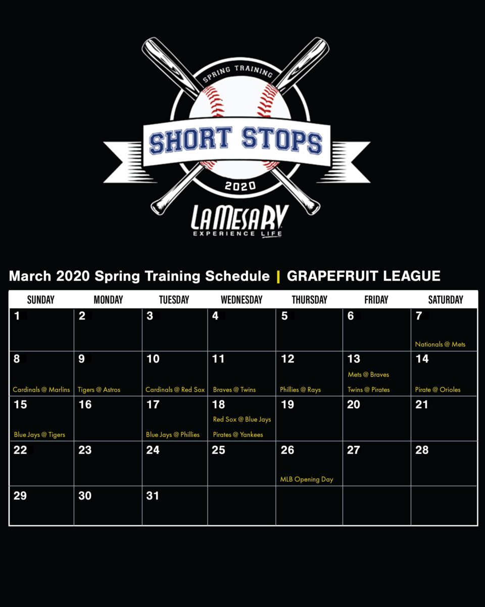 Spring Training Grapefruit League Schedule & Stadiums La Mesa RV