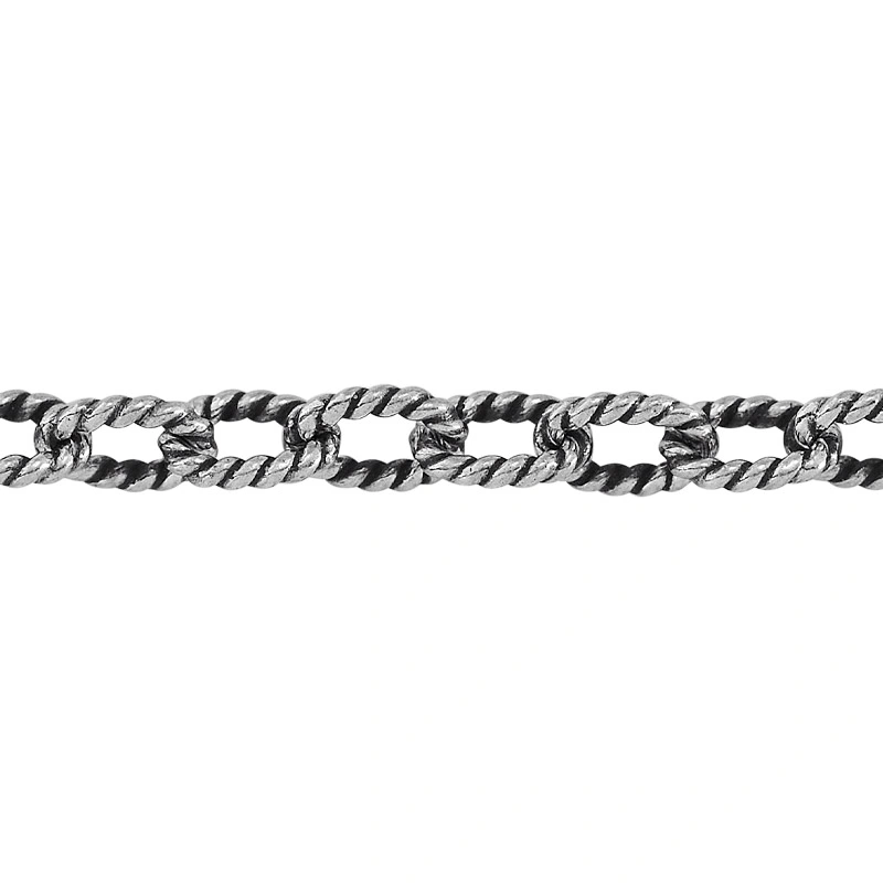 Sterling silver oxidized twist pattern cable chain