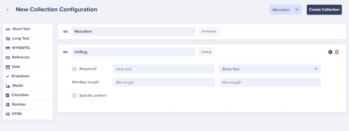 SaasNavigationItem collection schema