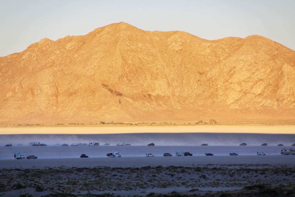 rv's parked in the black rock desert