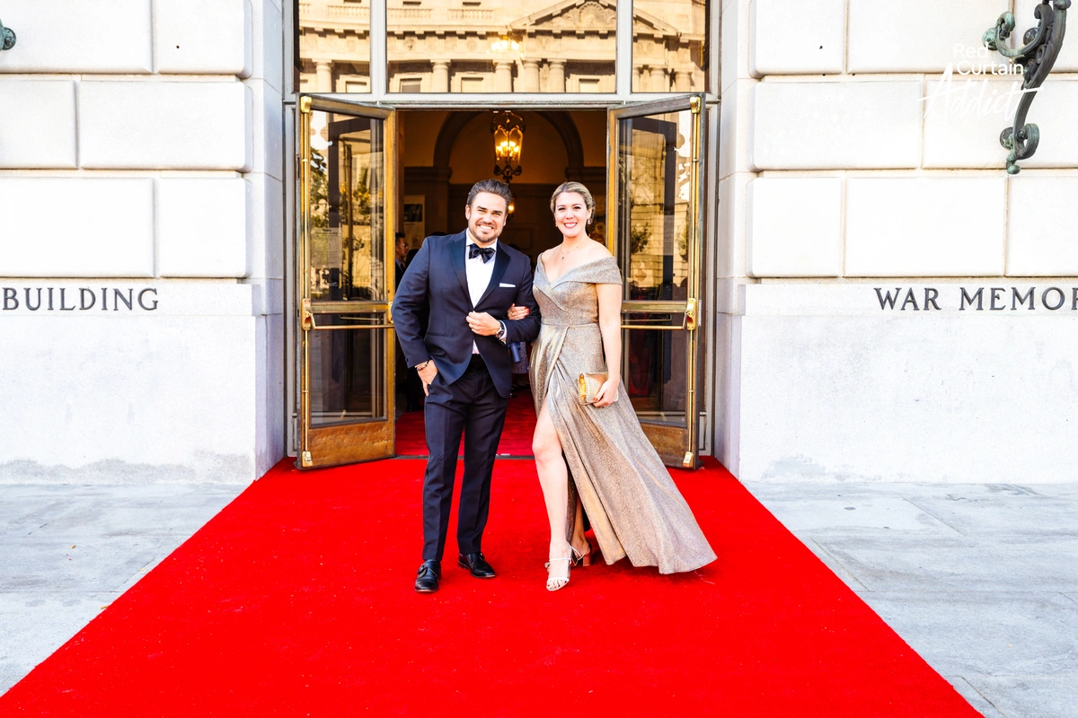Red Curtain Addict Founders Parker Coomans and Kari Coomans arriving on the red carpet