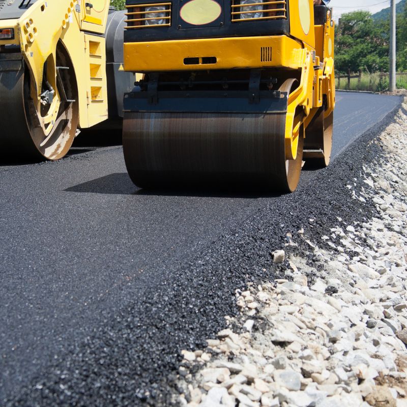 Smooth Roller on Asphalt