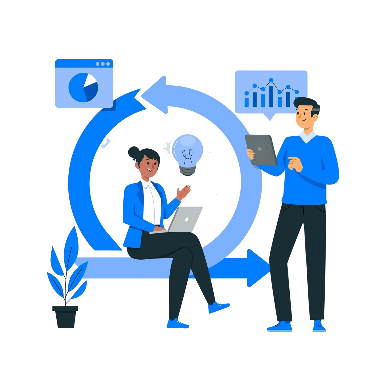 Background illustration with abstract digital elements, possibly representing technology, data flow, or modern UI/UX design.