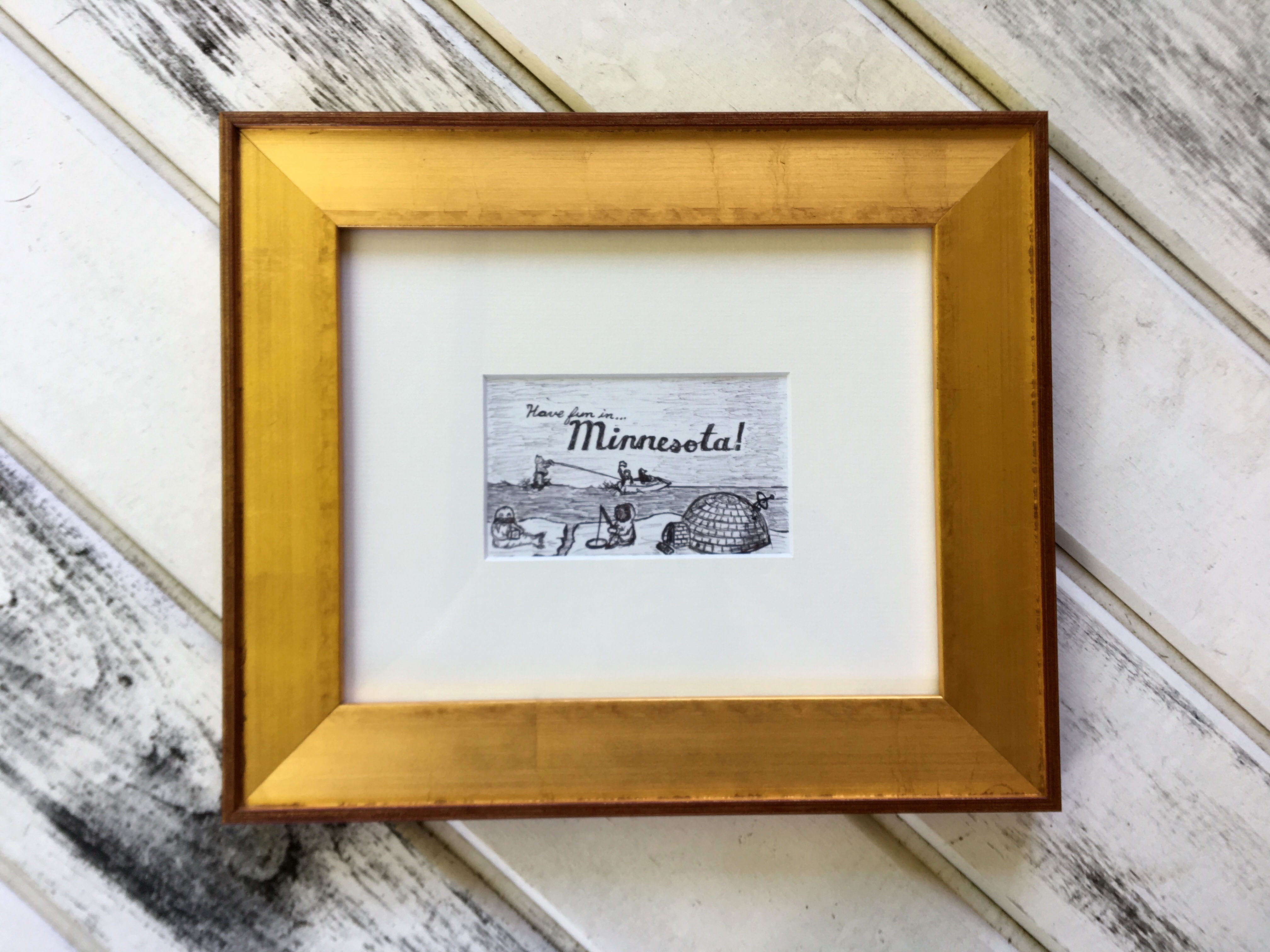 Minnesota Drawing in Classic Gold Picture Frame