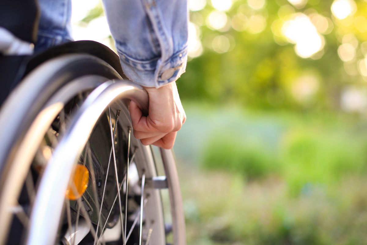 side of a wheelchair; person with medicare for disabilities