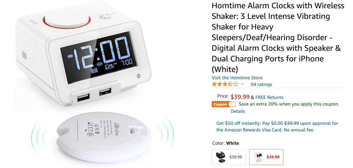 Sonic Bomb Alarm Clock: Intensely loud alarm clock that shakes your bed.