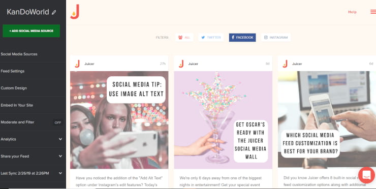Juicer social media management tools