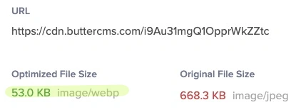 A before and after report showing an original file size of 31.8kb reduced down to 12.4kb.