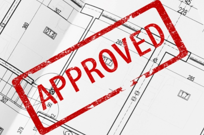 Approved stamp on architectural plans