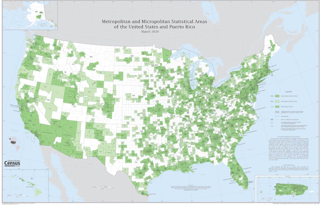 Map of U.S. micro and metropolitan statistical areas