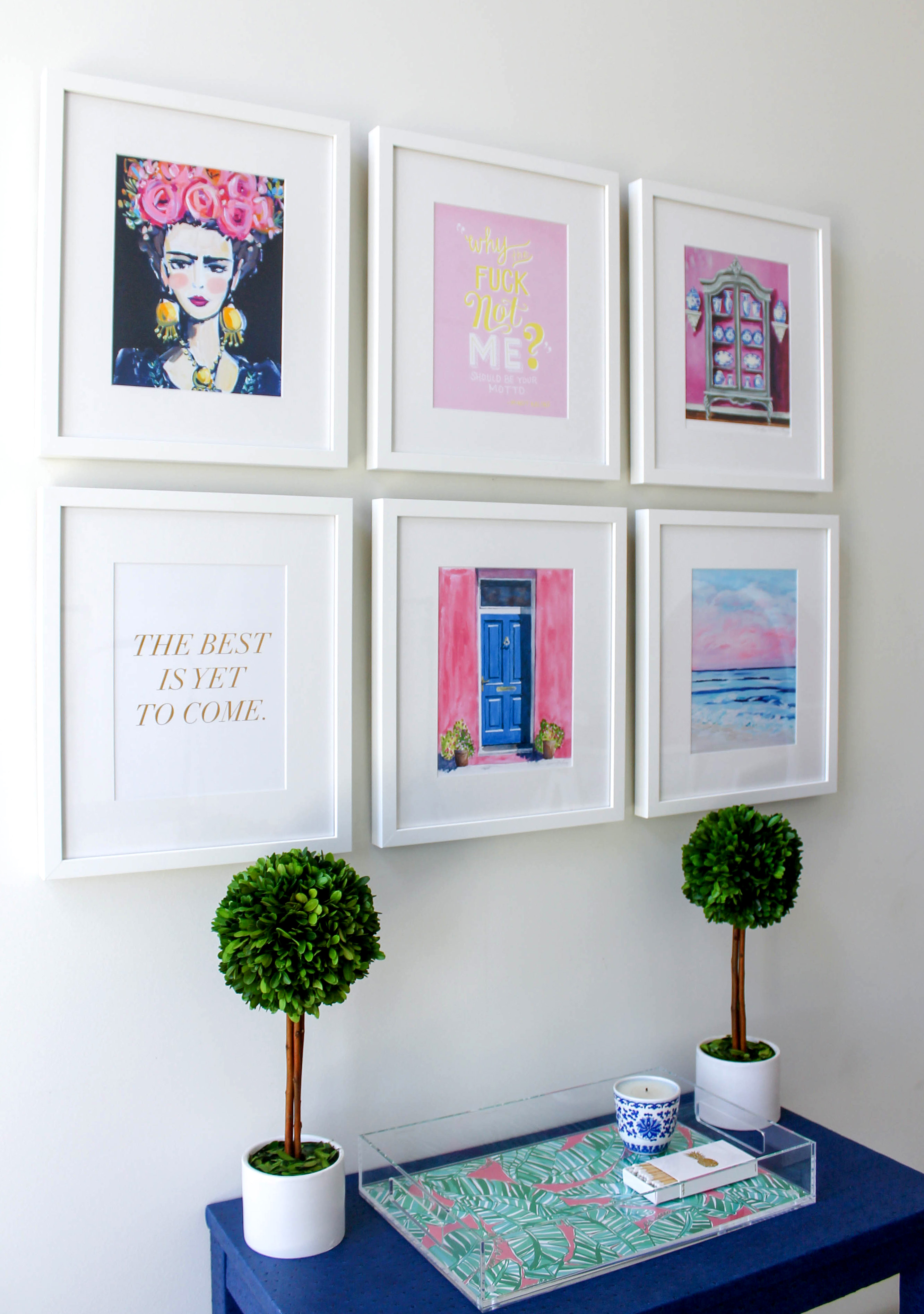 how to arrange 6 frames on a wall