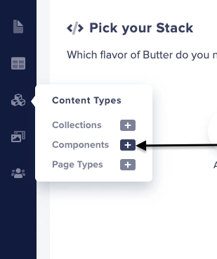 Select "Components" from Content Types menu