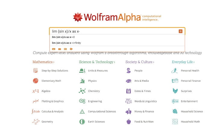 Wolfram Alpha search engine