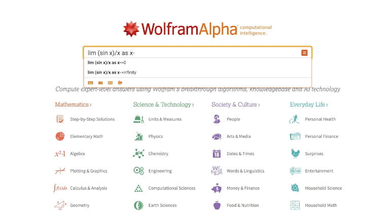 Wolfram Alpha search aggregator 