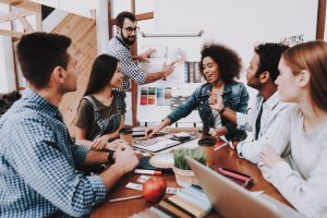 group of professionals in conference room