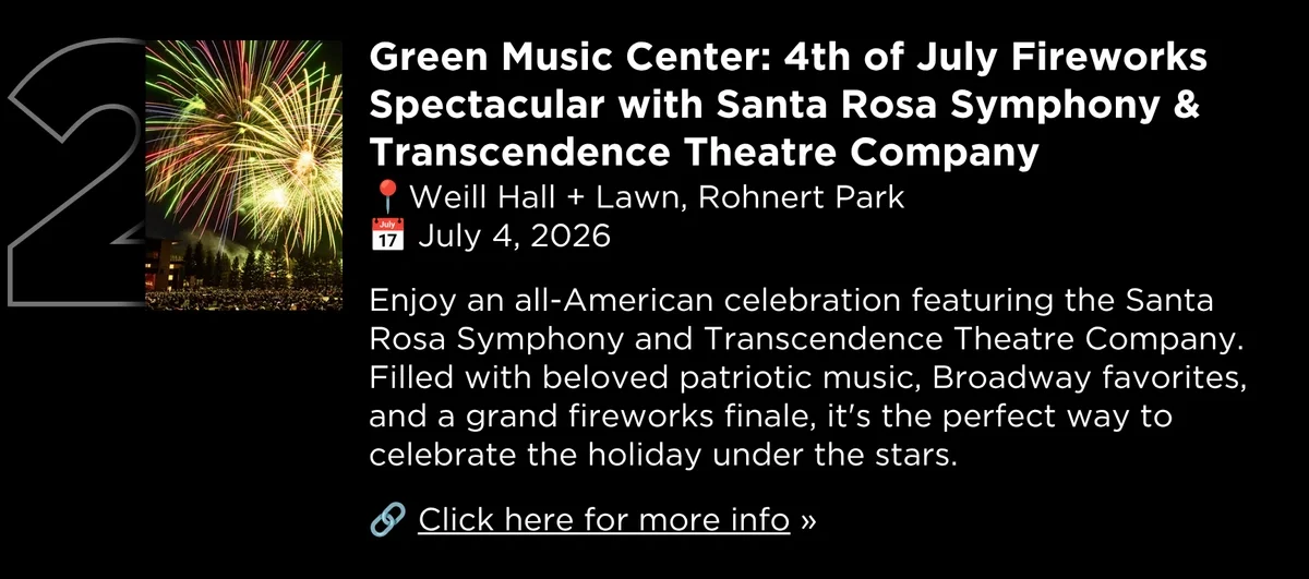 Green Music Center 4th of July Fireworks Spectacular with Santa Rosa Symphony & Transcendence Theatre Company
