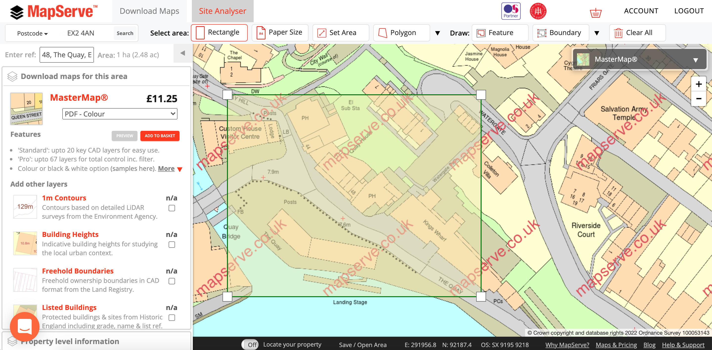 MapServe Rectangle Tool