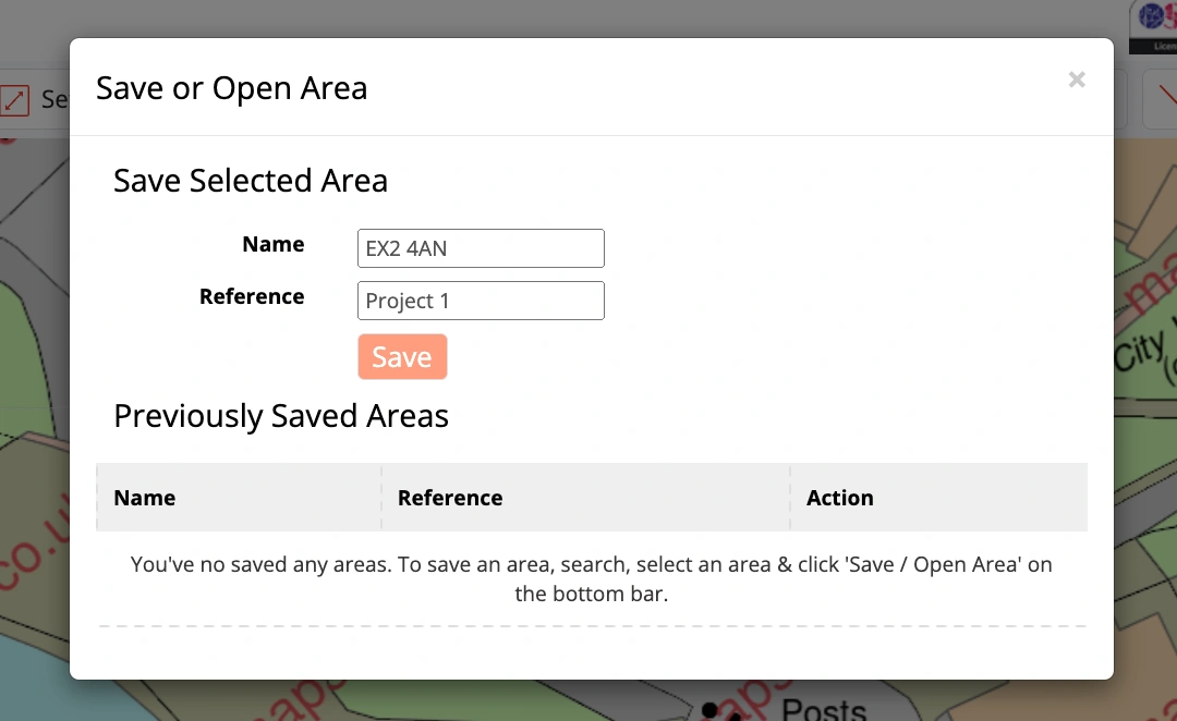 Save area tool on MapServe®
