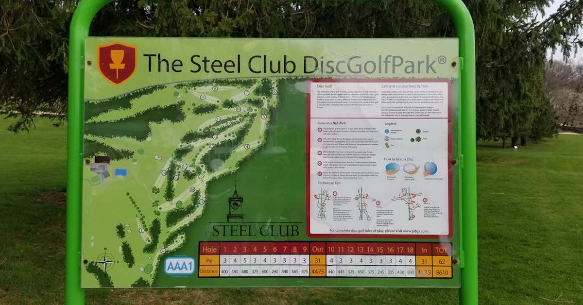 Disc golf course maps for the Steel Club