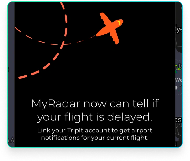 Screenshot of MyRadar's flight notifications