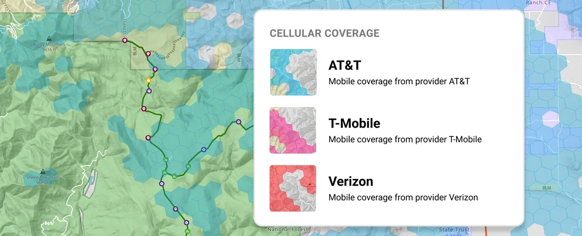 Cell Phone Coverage map layer in Trails Offroad
