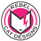 Shrunk down Rebel Cat Designs emblem logo