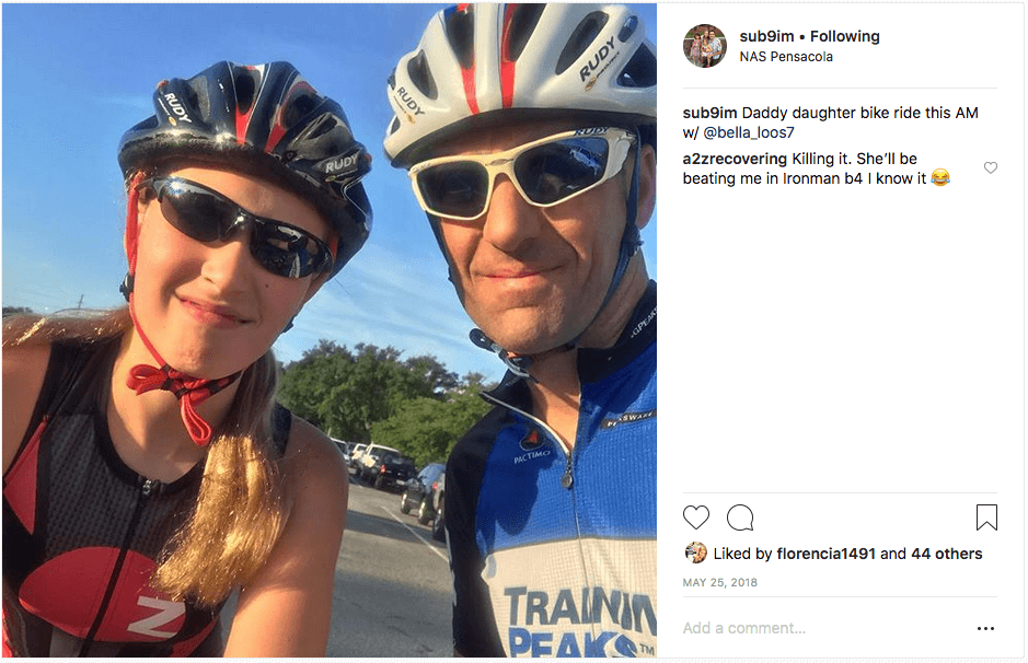 Cam's Instagram post of his daddy/daughter bike ride