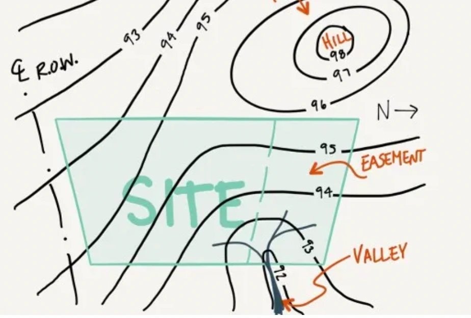 Site analysis using topographical map