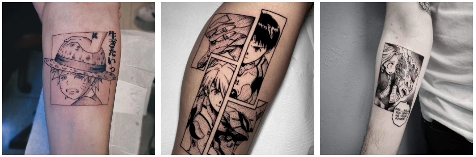 examples of comics manga style tattoos