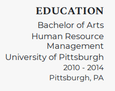 Education for human resources resume
