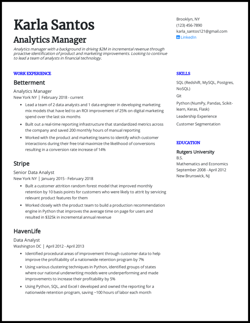 5 Data Analyst Resume Examples For 2021