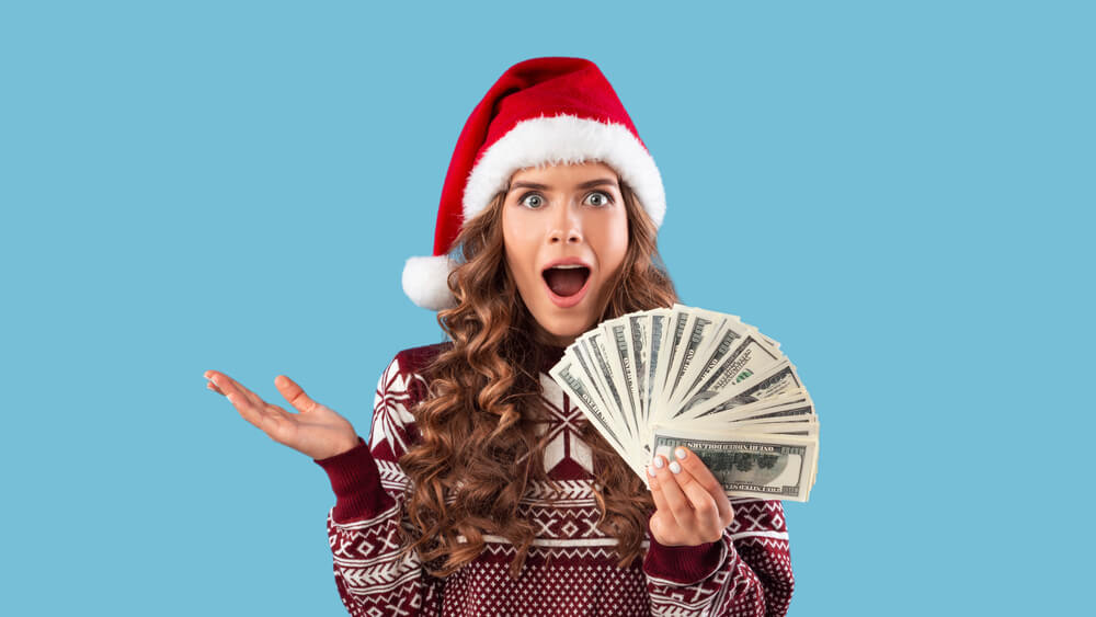 woman with title loan cash for holidays